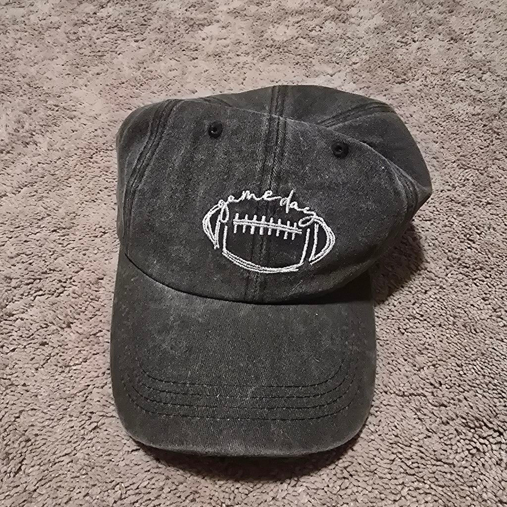 Unbranded Distressed Black Gameday Football Baseball Cap One Size